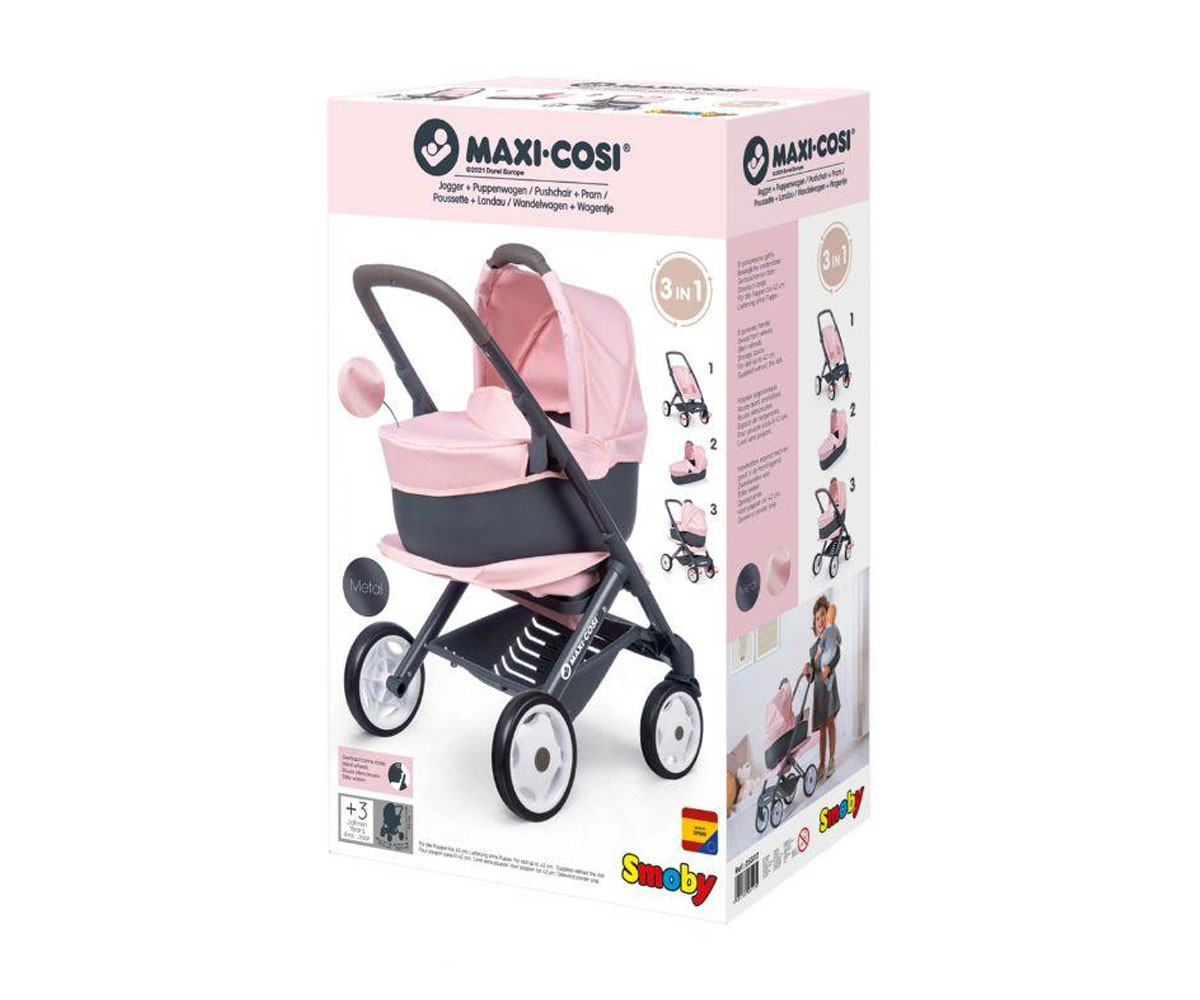 Smoby 7600253117 - Количка за кукли 3-в-1, розова