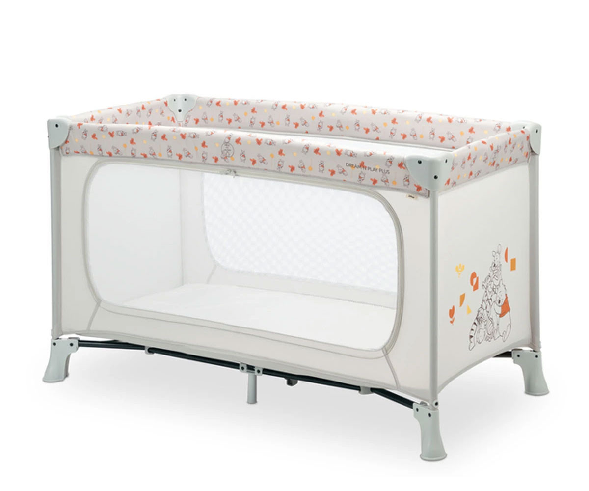 Детска сгъваема преносима кошара за спане и игра на 1 ниво Hauck Dream N Play, Pooh Friends, бежова 60888