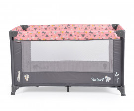 Бебешка кошара за спане и игра Cangaroo Safari new, розова/сива