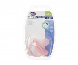 Ортодонтска силиконова залъгалка Chicco Physio Soft, 6-16м, розова N0312
