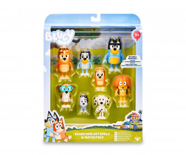 Famosa BLY49000 - Bluey: Pack 8 Figuras Bluey Heeler Family&Mates Pack