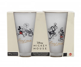 Stor 75565 - Young Adult 2 Pcs Glass Casual Tumbler 480 Ml Set Mickey Mouse Vintage