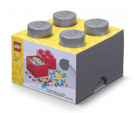 Кутия за съхранение на конструктор LEGO® - Тухличка 4, циментено сива 40031740