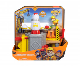 Spin Master 6071624 - Играчка за деца от детския филм за Пес Патрул - Rubble & Crew: Космическа площадка с ракета за изстрелване