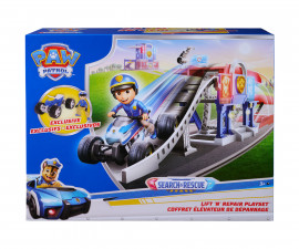 Spin Master 6075556 - Играчка за деца от детския филм за Пес Патрул - Search & Rescue: Автомобилче със станция за повдигане и ремонт