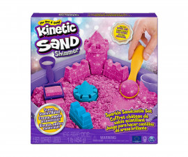 Детски несъхнещ кинетичен пясък за игра - Блестящ пясъчен замък, розов 6063520