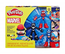 Детска играчка за моделиране Hasbro G0333 - Play Doh Marvel - Комплект с фигурки Капитан Америка, Спайдърмен и Черната пантера