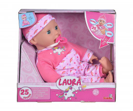 Мека кукла бебе Лаура с 25 различни звуци Simba, 38 см 105140060