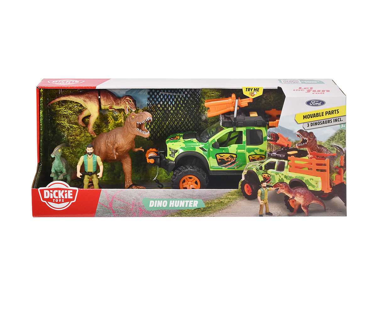 Детски игрален комплект Dickie - Сет джип за лов на динозаври 203837026