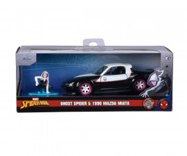 Детски комплект за игра Марвел кола Ghost Spider 1990 Miata 1:32 Jada 14 см, с метална фигура Simba Toys 253223014