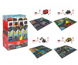 Simba Toys 203746018 - Dickie: Playmat with Car Micro World, 4 Assorted