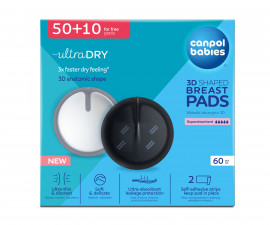 Canpol - Еднократни подложки за кърмачки, 60 броя, черни 1/655C