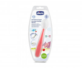 Мека силиконова лъжичка за хранене на бебе Chicco, 6м+, червена N0414