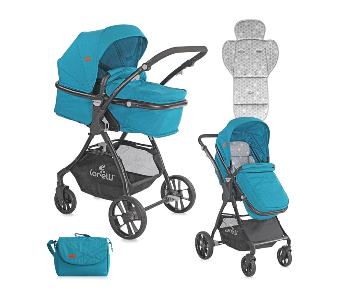 Комбинирана бебешка количка 2в1 с обръщаща се седалка за деца до 15кг Lorelli Starlight, Dark Blue 10021221917