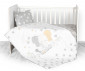 Бебешки спален комплект от 3 части Lorelli Cosy Ранфорс, сиво слонче звезди thumb 2