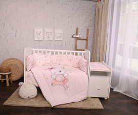 Бебешки спален комплект Lorelli тренд Ранфорс, розово мече балерина 20800055101