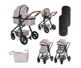 Детска комбинирана количка с трансформираща се седалка и столче за кола Lorelli Alexa Set, Opaline Grey Elephants 10021292185