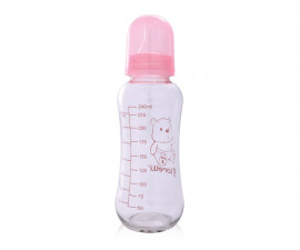 Бебешко стъклено шише за храна и вода с розова капачка Lorelli, 240мл 10200620001