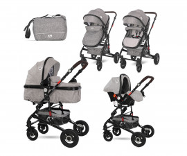 Комбинирана бебешка количка с обръщаща се седалка за деца до 15кг Lorelli Alba Premium Set, Steel Gray 10021472184