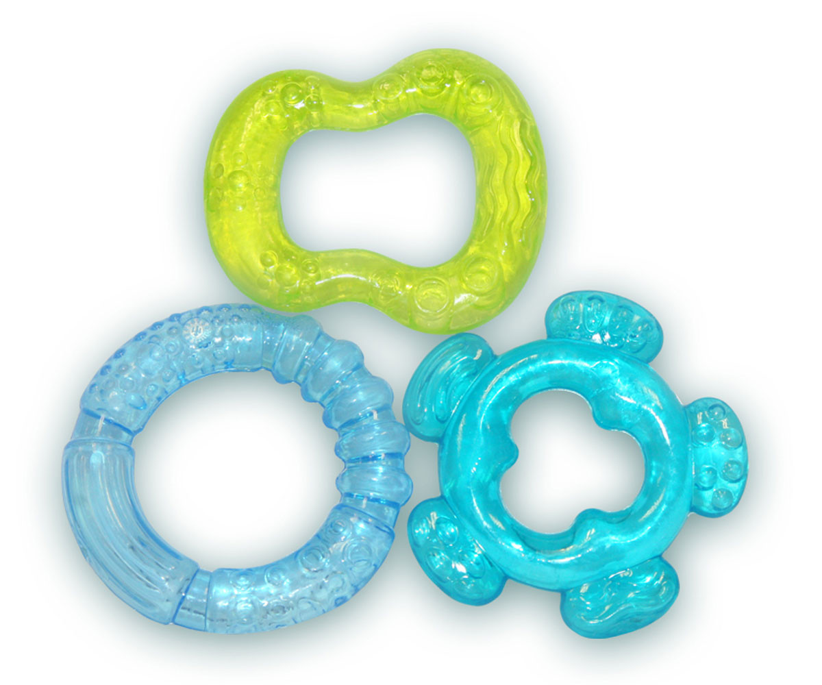 Комплект гризалки за успокояване на венците при никнещи зъбки Lorelli, синьо и зелено, 3 броя 10210380001