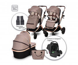 Комбинирана бебешка количка с обръщаща се седалка за деца до 22кг с включени адаптори за столче/кошница за кола Lorelli Glory 2в1, Pearl beige 10021822303A