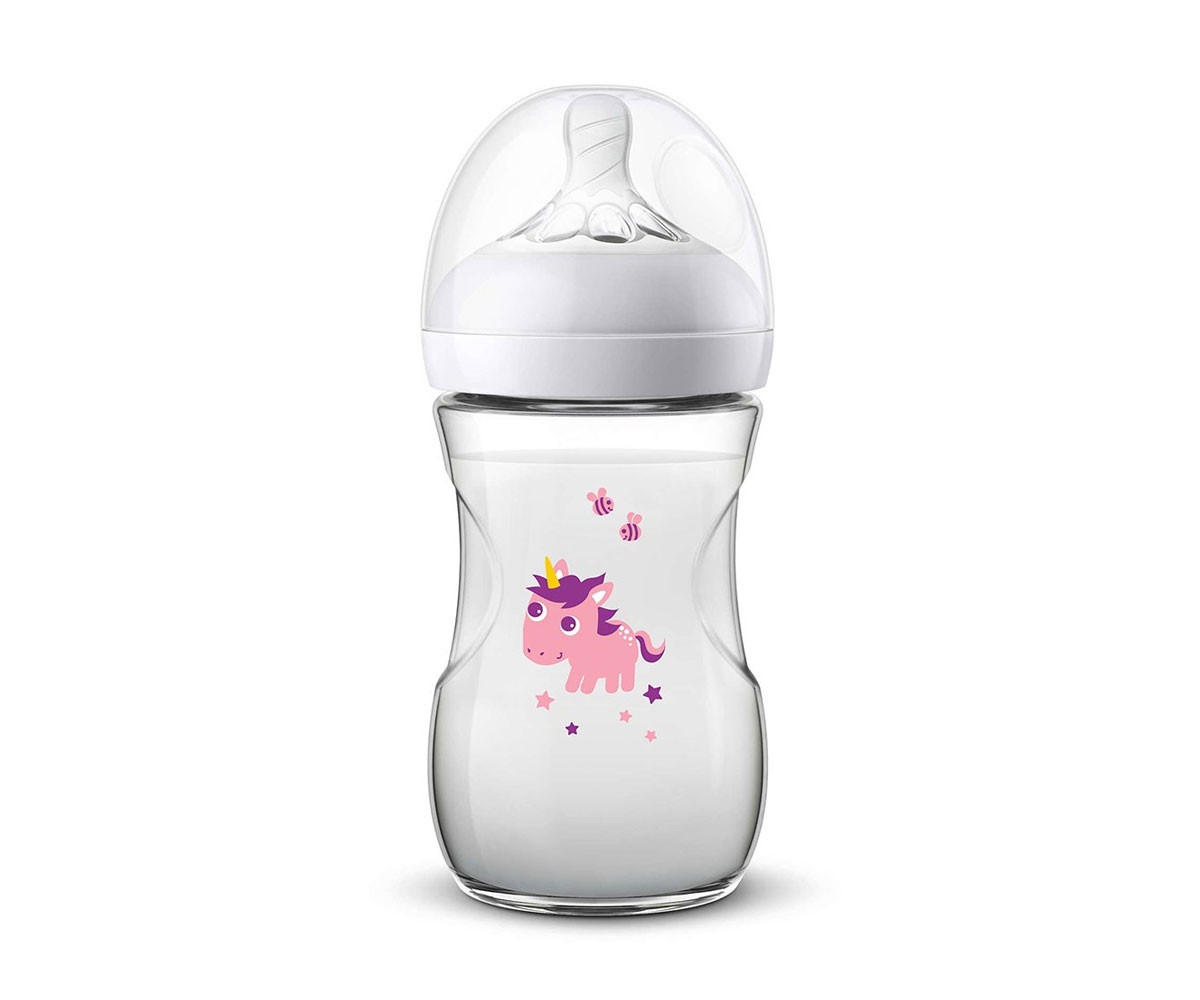 Бебешко шише за хранене и пиене Philips-Avent Natural 2.0, 260 мл, PP, еднорог