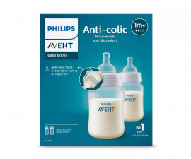 Бебешко шише за хранене и пиене Philips-Avent Classic Anti-colic, 2х260 мл, PP, 1м+ 00A.0586.001