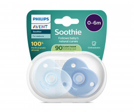 Ортодонтска залъгалка Philips-Avent Soothie, 2 броя, със стерилизираща кутийка, син, 0-6м 00A.0670.001