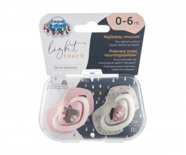 Комплект от симетрични силиконови залъгалки за бебета Canpol Bounjour Paris, 2 броя, 0-6 м, розови 22/647_pin