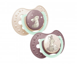 Lovi - Силиконова залъгалка Night&Day, 2 броя, 6-18м, за момиче 22/915g