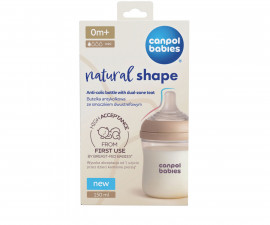 Бебешко пластмасово шише за хранене с биберон от силикон Canpol Natural Shape, 150 мл, 0м+ 35/400