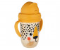 Детска неразливаща се пластмасова чаша със сламка и дръжки Canpol, 270 мл, оранжева 56/617_ora thumb 2