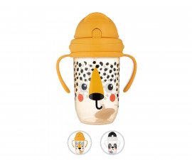 Детска неразливаща се пластмасова чаша със сламка и дръжки Canpol, 270 мл, асортимент 56/617