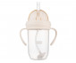 Детска неразливаща се пластмасова чаша със сламка и дръжки Canpol, 270 мл, крем 56/623_cre thumb 3