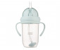 Детска неразливаща се пластмасова чаша със сламка и дръжки Canpol, 270 мл, зелена 56/623_gre thumb 3