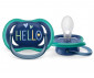 Ортодонтска залъгалка Philips-Avent Ultra Air, 2 броя, със стерилизираща кутийка, слонове/Hello, сини, 18м+ 00A.0519.005 thumb 4