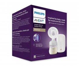 Комплект единична електрическа помпа за кърма Philips-Avent Natural Motion Premium с шише 125мл с биберон Natural Response 0м+, несесер за пътуване, 5 броя торбички за кърма и 4 броя подплънки 00A.0616.002