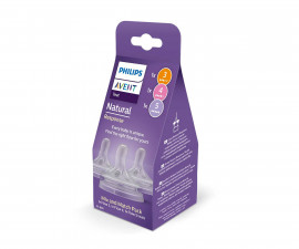 Philips-Avent - Биберон за хранене от силикон Natural 3.0 - комплект от 3 броя, поток 3, 4 и 5 00A.0589.001