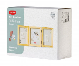 Комплект за отпечатъци на бебе Tiny Love - Рамка за 2 отпечатъка и снимка Tiny Creations (дървена рамка), 0м+ TL.1005.001
