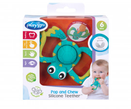 Гризалка от силикон за успокояване на венците при никнещи зъбки костенурка с пукаща черупка Popper Playgro, 6м+ PG.0360