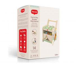 Играчка за бебе Tiny Love - Дървена проходилка за бутане с активности Farmers Funday, 12м+ TL.0861.001
