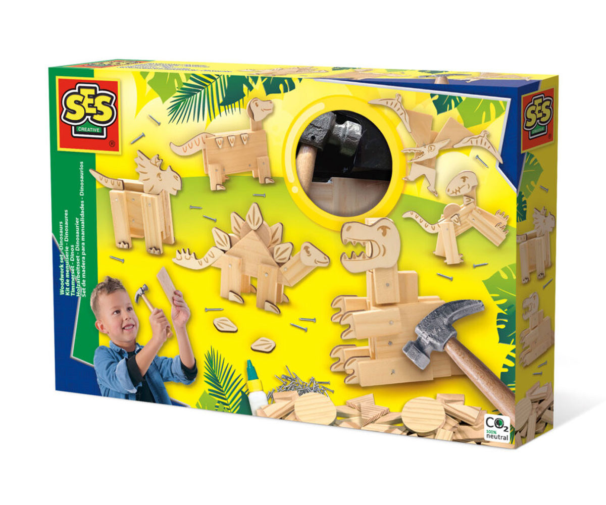 SES - Комплект за дърводелство: Динозаври - 00942, Hobby Boys