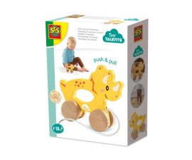 SES - Дървен трицератопс 2 в 1 за дърпане и бутане - 13203, Tiny talents