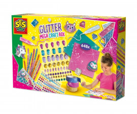 SES - Мега кутия с брокат за творчество - 14139, Hobby Girls