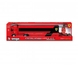 Bburago 18/36867 - 1:43 F1 Racing Hauler- Ferrari (Iveco cab) Red