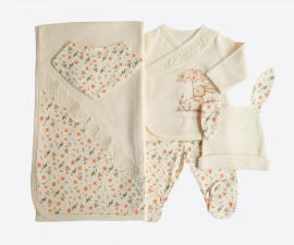 Kitikate S60513 - Organic Cute Bunny 5 Pcs Newborn Set