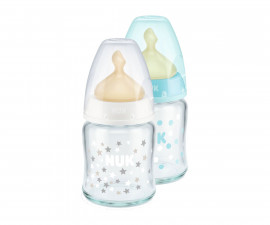 Бебешко стъклено шише за мляко и вода Nuk First Choice, каучук, 120мл, асортимент 10747093