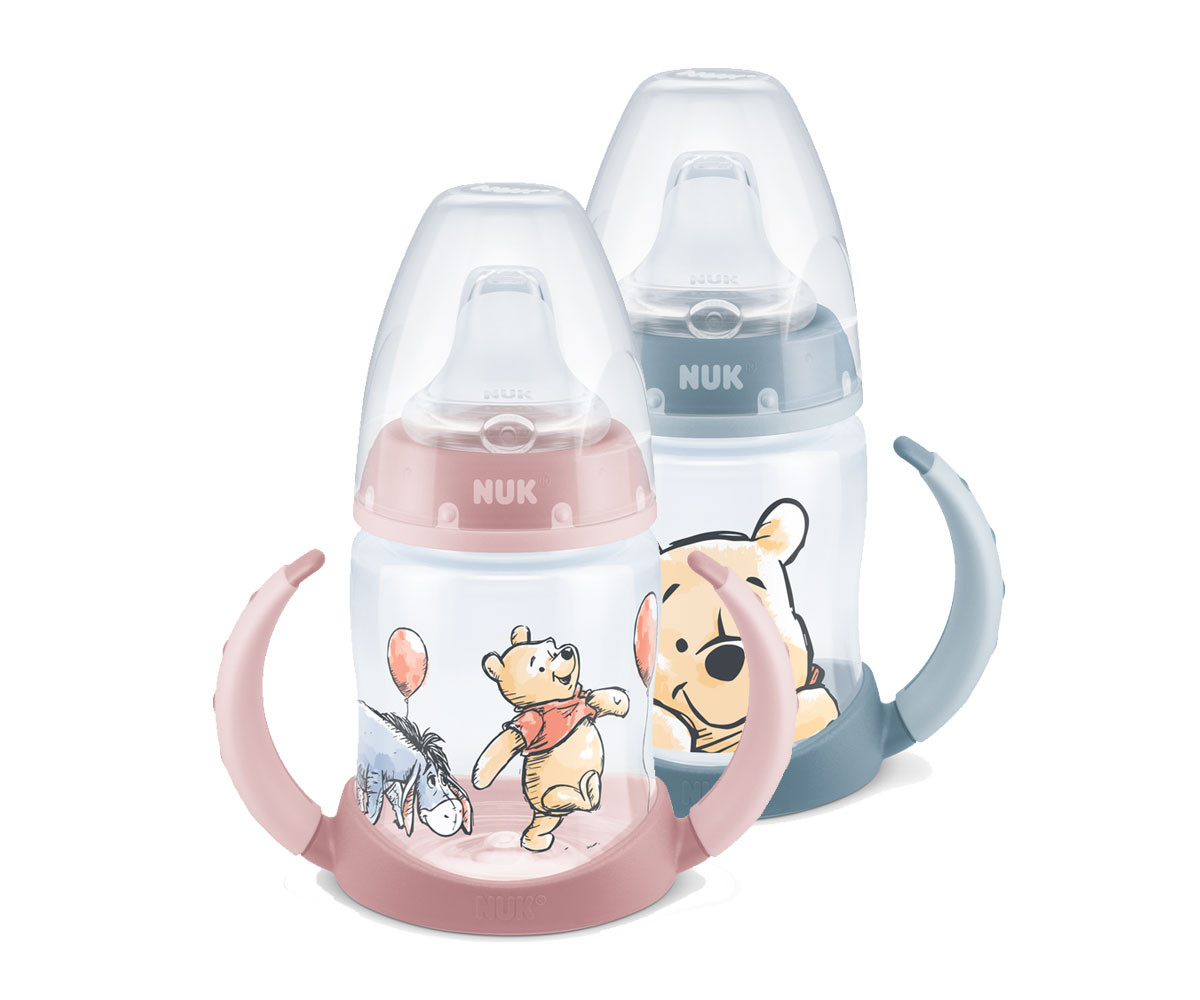 Бебешко шише Nuk First Choice Temperature control, 150мл със силиконов накрайник за сок, Disney, 6-18м, асортимент 10215340