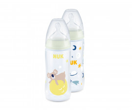 Бебешко пластмасово шише за мляко и вода Nuk Termo control First Choice, РР, 300мл, силикон, Night, 6-18м, асортимент 10741142