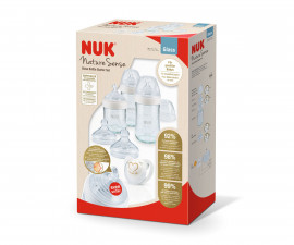 Комплект стъклени шишета силикон Nuk Termo Control Nature Sense, силиконова залъгалка, 0-6м 10225224